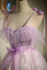 Braids, Cute Purple Sleeveless Lace Up Princess Short Homecoming Dresses