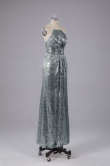 Formal Dresses Winter, Beautiful Sequins Halter Hourglass Bridesmaid Dress