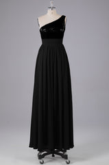 Evening Dress For Wedding Guest, Beautiful  Sequins One-Shoulder Bridesmaid Dress with Pockets
