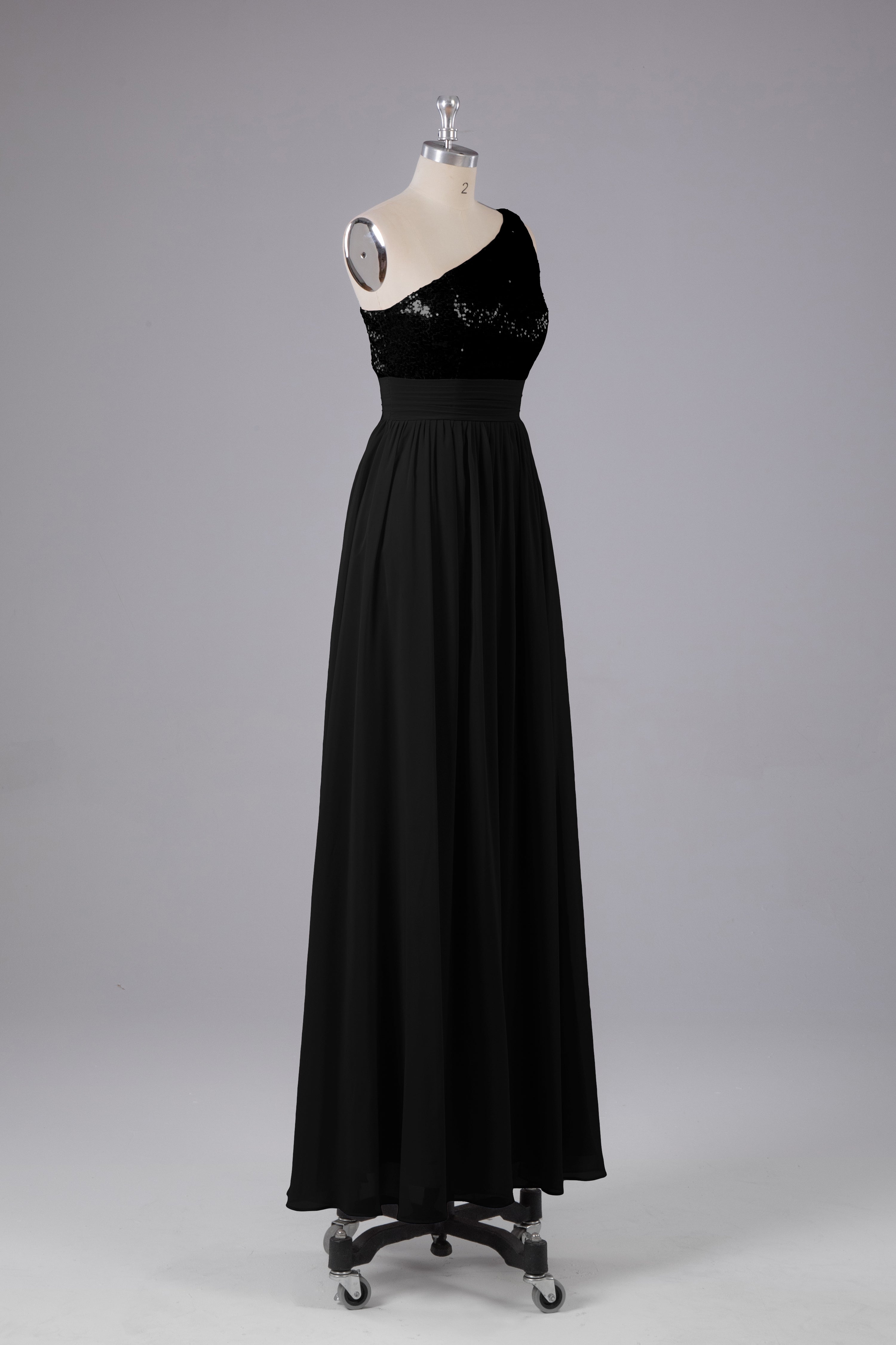 Evening Dresses Midi, Beautiful  Sequins One-Shoulder Bridesmaid Dress with Pockets