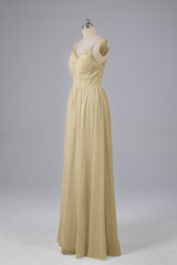 Gown Dress Elegant, Beautiful Spaghetti Straps Backless Long Bridesmaid Dresses
