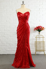 Party Dress New, Sheath Sweetheart Red Sequins Prom Dress with Sequins