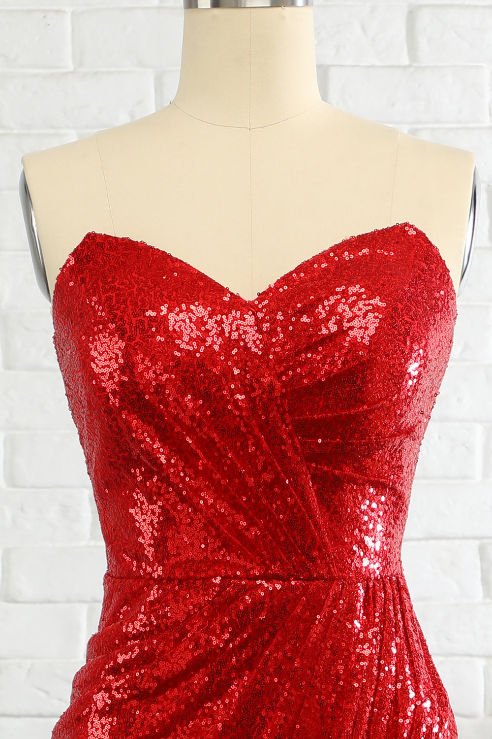 Party Dresses Outfit Ideas, Sheath Sweetheart Red Sequins Prom Dress with Sequins