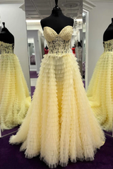 Wedding, Cute Sweetheart Lace Appliques Tulle Long Prom Dress