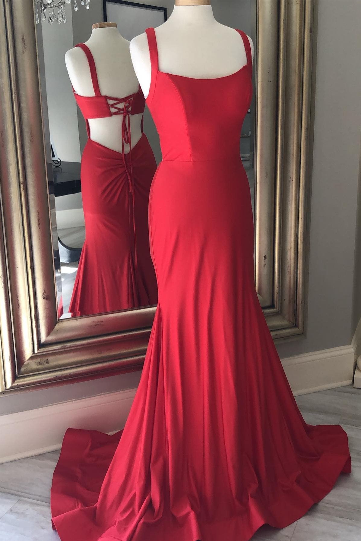Prom Dresses Off The Shoulder, Simply Mermaid Red Long Formal Dress