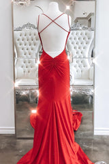 Dark Red Dress, Mermaid Black Long Prom Dress with Cross Back