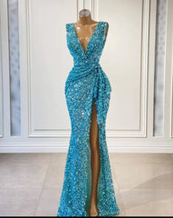 Prom Dress 2023, Sexy High Slitted Dress, African Sequence Fabric African Fashion African Clothing Women Clothing