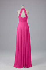 Prom Dress Shops Nearby, Elegant Halter Illusion Lace Floor Length Bridesmaid Dresses