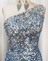 Evening Dress 1931, Gorgeous Sparkly Sequin One Shoulder Tight Homecoming Dress With Fringe