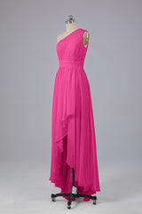 Party Dress After Wedding, High Low One Shoulder Chiffon Bridesmaid Dresses
