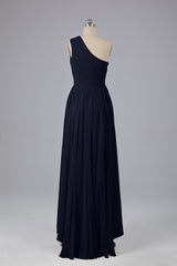 Party Dresses Christmas, High Low One Shoulder Chiffon Bridesmaid Dresses