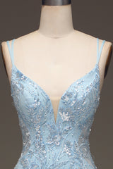 Prom Dress Prom Dress, Blue Tulle Mermaid Prom Dress with Beaded