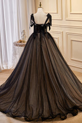Party Dresse Idea, Black Sleeveless Ball Gown Tulle Long Prom Dresses