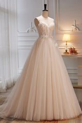 Bridesmaid Dress Modest, Charming Spaghetti Straps Sleeveless Evening Dress A Line Tulle Long Prom Gown