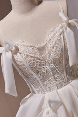 Party Dresses Night Out, Ivory Spaghetti Straps Beading Lace Short Homecoming Dresses