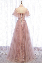 Prom Dresses Sleeve, Elegant High Neck Vintage Long Lace Up Prom Dresses Flowy Party Gowns
