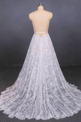 Wedding Dressed Under 1000, Charming Spaghetti Straps Long A-line Wedding Dresses Beach Wedding Dresses