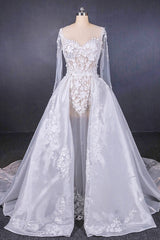 Wedding Dress With Shoes, Long Sleeves Simple Elegant Wedding Dresses Lace Wedding Gowns