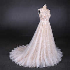 Wedding Dress For Short Bride, Gorgeous Long Backless Wedding Dresses Ivory Lace Wedding Gowns