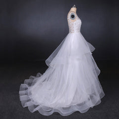 Wedding Dress Shape, Charming V-neck Lace Wedding Dresses Elegant Backless Wedding Gowns