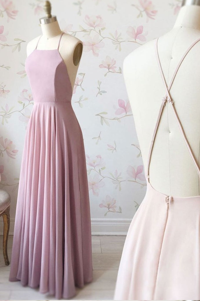 Bridesmaid Dresses Long Sleeves, Cute Spaghetti Straps Sleeves Simple Long Prom Dresses For Girls