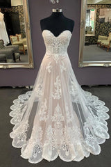 Wedding Dresses Trends, Modest Sweetheart Lace Long Wedding Dresses Beach Wedding Dresses