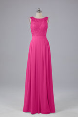 Prom Dress On Sale, A-line Lace Top Floor Length Chiffon Bridesmaid Dresses