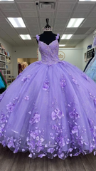 Prom Dresses With Shorts Underneath, Princess Lilac Quinceanera Dresses