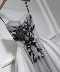 Bridesmaids Dresses On Sale, Gray Tulle Short A Line Prom Dress, Homecoming Dress
