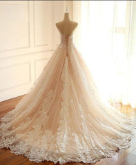 Wedding Dresses Design, Sleeveless Sweetheart A-Line Lace Up Back Unique Design Wedding Dresses, Newest High Quality Custom Bridal Gown
