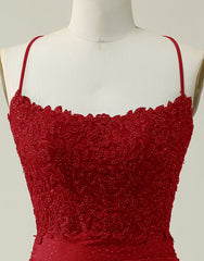 Homecomming Dresses Red, Dark Red Bodycon Spaghetti Straps Short Homecoming Dress