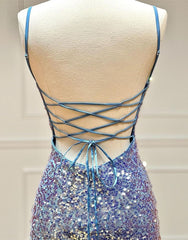 Party Dress Wedding Guest Dress, Sparkly Spaghetti Straps Sequin Homecoming Dress