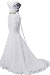 Wedding Dress Outlet, Elegant Mermaid Sweetheart Lace up Back Wedding Dresses