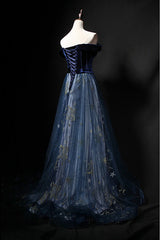 Evening Dress Online, Elegant Off the Shoulder Velvet Floor Length Long Evening Dresses Prom Dresses