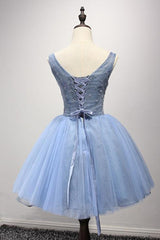 Party Dresses Classy Elegant, Luxurious A-line Straps Knee Length Short Tulle Homecoming Dresses