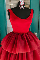 Festival Outfit, Red High Low Tiered Homecoming Dress