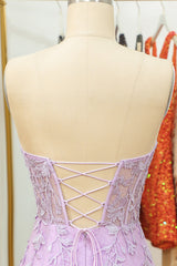 Evening Dresses For Ladies Over 60, Purple Lace Tight Short Hoco Dress