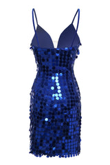 Evening Dresses Knee Length, Royal Blue Sparkly Sequins Tight Short Homecoming Dress