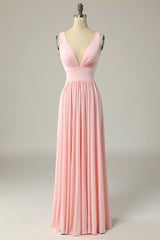 Orange Dress, Classic Pink Long Prom Dress with Split Front