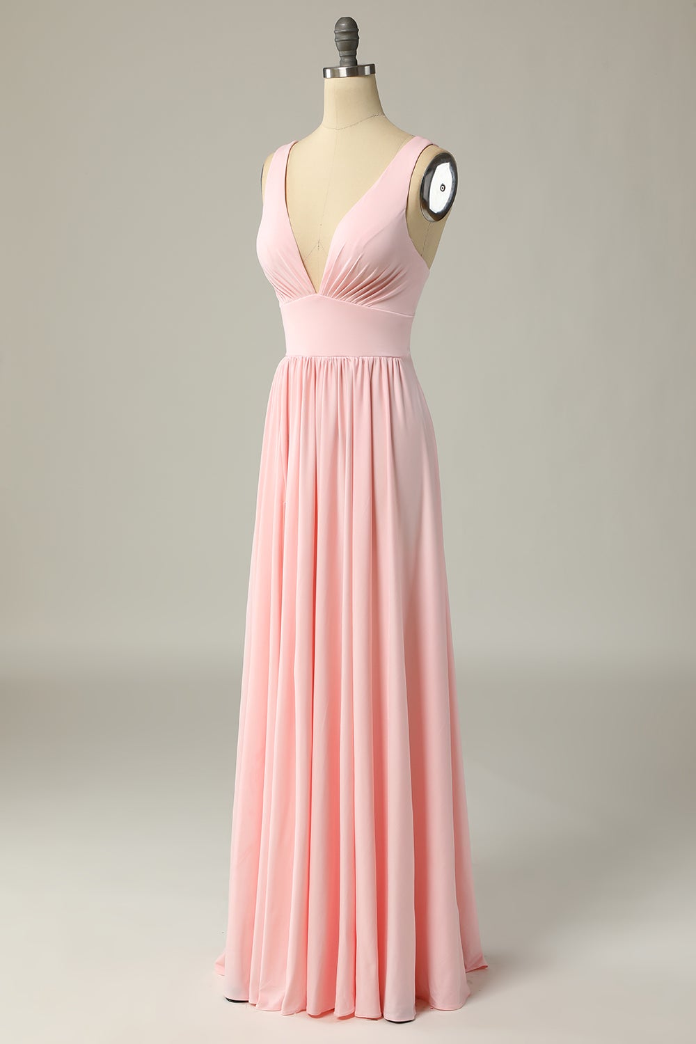 Open Back Prom Dress, Classic Pink Long Prom Dress with Split Front