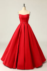 Formal Dresses For Weddings Mother Of The Bride, A Line Strapless Red Prom Party Dress with Split Front