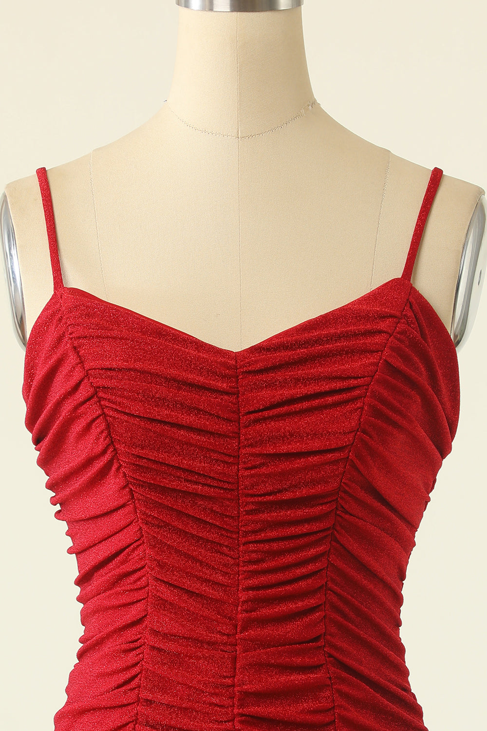 Homecomeing Dresses Red, Red Spaghetti Straps Mini Homecoming Dress With Ruffles