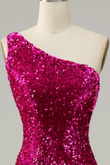 Party Dresses Outfit, One Shoulder Sequin Mermaid Prom Dress