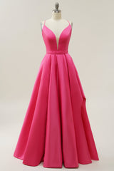 Party Dress Website, Fuchsia Halter A-Line Prom Dress