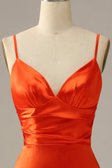 Party Dresses 2033, Orange Spaghetti Straps Mermaid Prom Dress