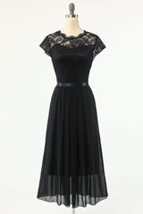 Formal Dresses For Weddings Near Me, Classic A Line Black Party Dress with Lace