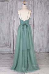 Prom Dresses Ideas, A Line Backless Lace Green Long Prom Dresses, Backless Green Lace Formal Graduation Evening Dresses
