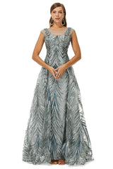Bridesmaid Dresses For Girls, A-line Cap Sleeve Jewel Appliques Lace Floor-length Prom Dresses