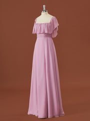 Prom Dress Shopping Near Me, A-line Chiffon Off-the-Shoulder Pleated Floor-Length Convertible Bridesmaid Dress