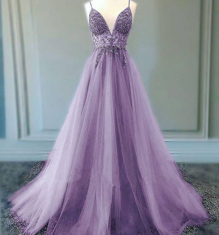 Ballgown, A line Lilac Long Prom Dresses Party Evening Gowns